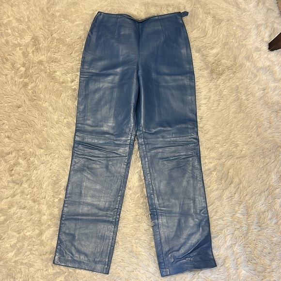 BLUE LEATHER PANTS! - Picture 2 of 9